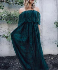 BB Custom Caroline Lace Maxi Dress | Emerald Dresses