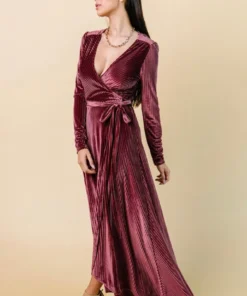 BB Custom Jada Ribbed Velvet Wrap Dress | Dark Rose 19 BB Custom Jada Ribbed Velvet Wrap Dress | Dark Rose