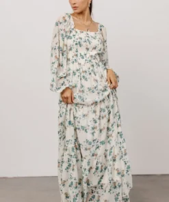 BB Custom Dresses Isabela Smocked Maxi Dress | Ivory + Topaz Floral 11 BB Custom Dresses Isabela Smocked Maxi Dress | Ivory + Topaz Floral