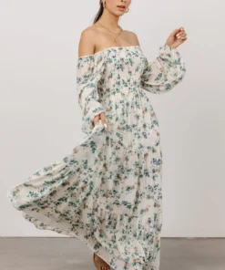 BB Custom Dresses Isabela Smocked Maxi Dress | Ivory + Topaz Floral 15 BB Custom Dresses Isabela Smocked Maxi Dress | Ivory + Topaz Floral