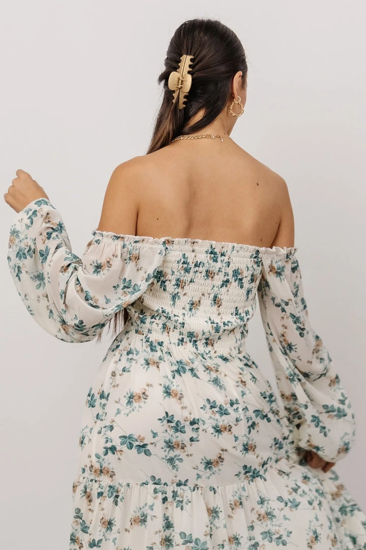 BB Custom Dresses Isabela Smocked Maxi Dress | Ivory + Topaz Floral 8 BB Custom Dresses Isabela Smocked Maxi Dress | Ivory + Topaz Floral