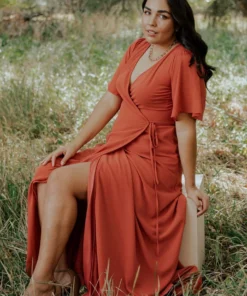 BB Custom Ivy Wrap Maxi Dress | Clay