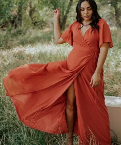 BB Custom Ivy Wrap Maxi Dress | Clay