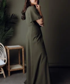 BB Custom Dresses Ivy Wrap Maxi Dress | Olive 17 BB Custom Dresses Ivy Wrap Maxi Dress | Olive