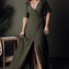 BB Custom Dresses Ivy Wrap Maxi Dress | Olive