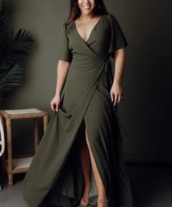 BB Custom Dresses Ivy Wrap Maxi Dress | Olive