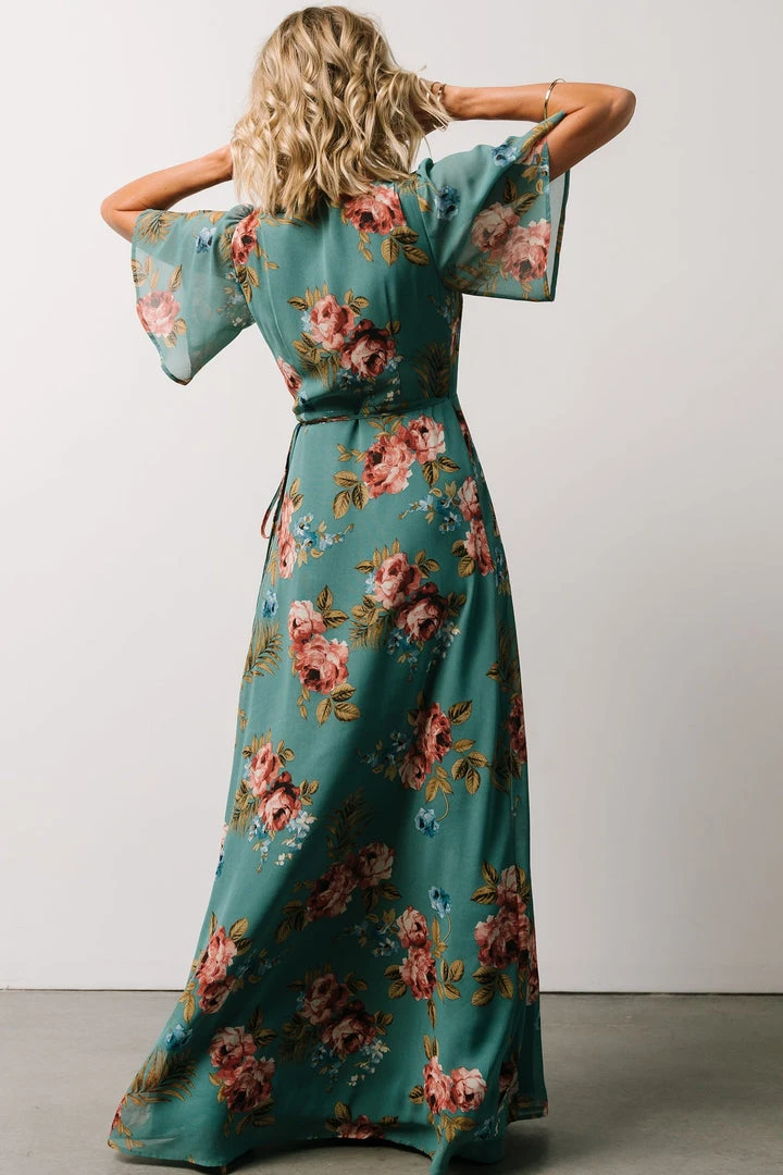 BB Custom Ivy Wrap Maxi Dress | Persian Green Floral 3 BB Custom Ivy Wrap Maxi Dress | Persian Green Floral