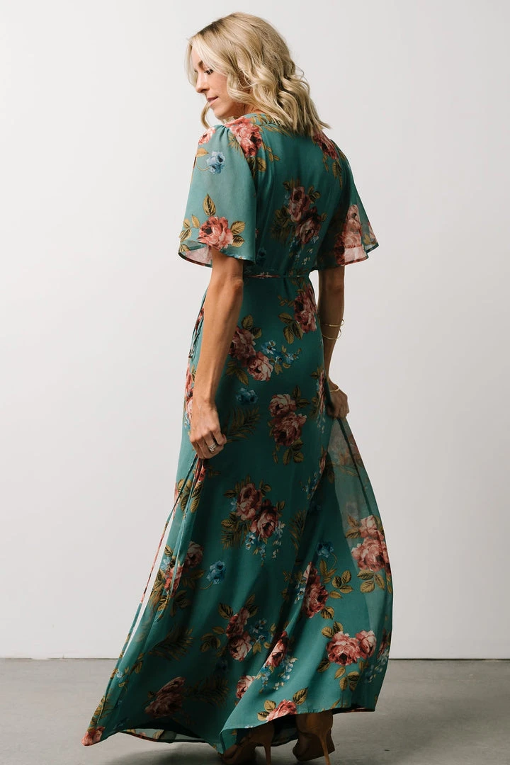 BB Custom Ivy Wrap Maxi Dress | Persian Green Floral 4 BB Custom Ivy Wrap Maxi Dress | Persian Green Floral