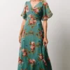 BB Custom Ivy Wrap Maxi Dress | Persian Green Floral