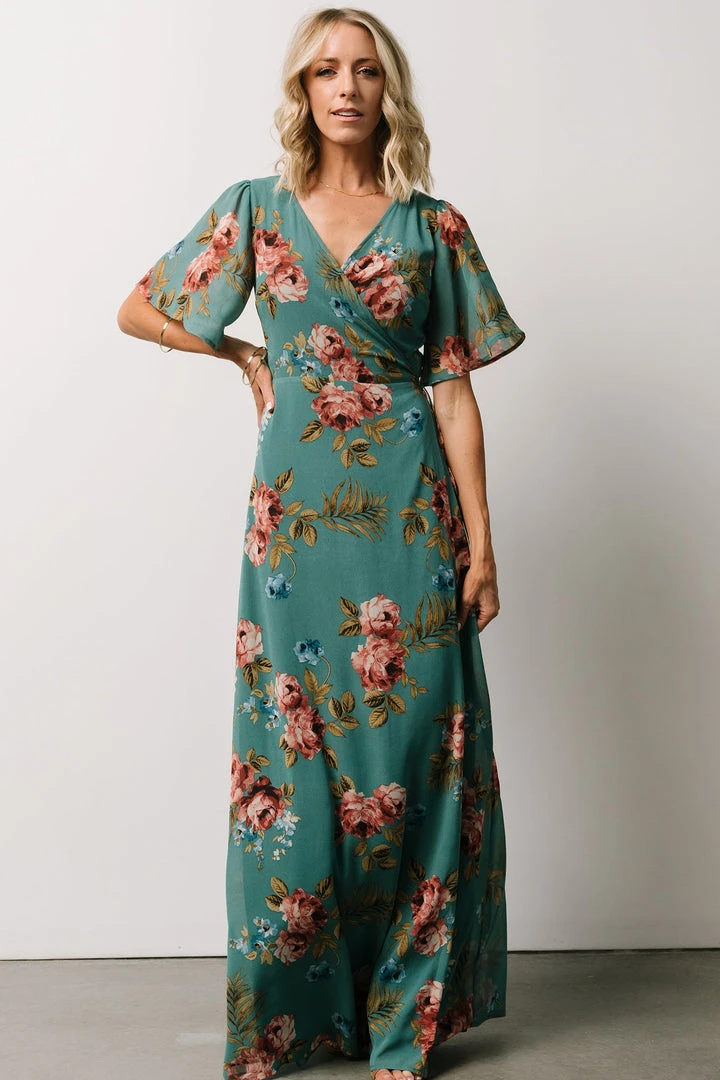 BB Custom Ivy Wrap Maxi Dress | Persian Green Floral 2 BB Custom Ivy Wrap Maxi Dress | Persian Green Floral