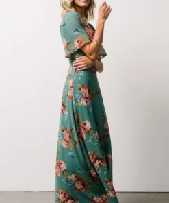 BB Custom Ivy Wrap Maxi Dress | Persian Green Floral 10 BB Custom Ivy Wrap Maxi Dress | Persian Green Floral