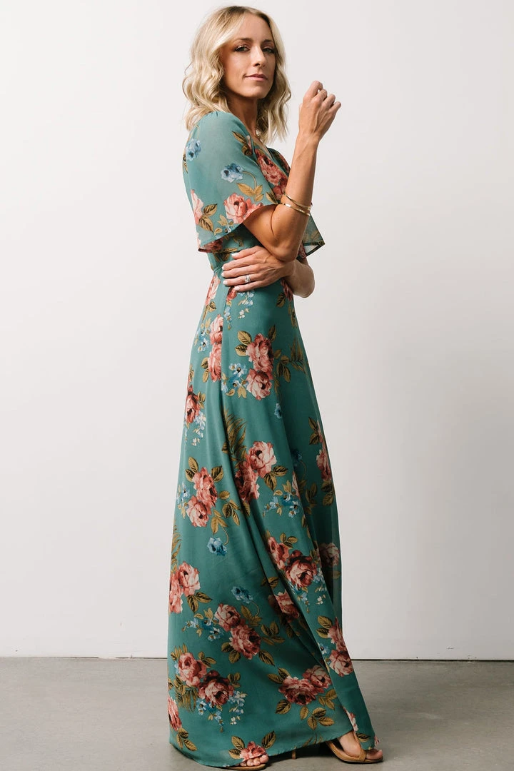 BB Custom Ivy Wrap Maxi Dress | Persian Green Floral 5 BB Custom Ivy Wrap Maxi Dress | Persian Green Floral