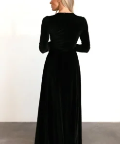 BB Custom Jada Ribbed Velvet Wrap Dress | Black Dresses 22 BB Custom Jada Ribbed Velvet Wrap Dress | Black Dresses