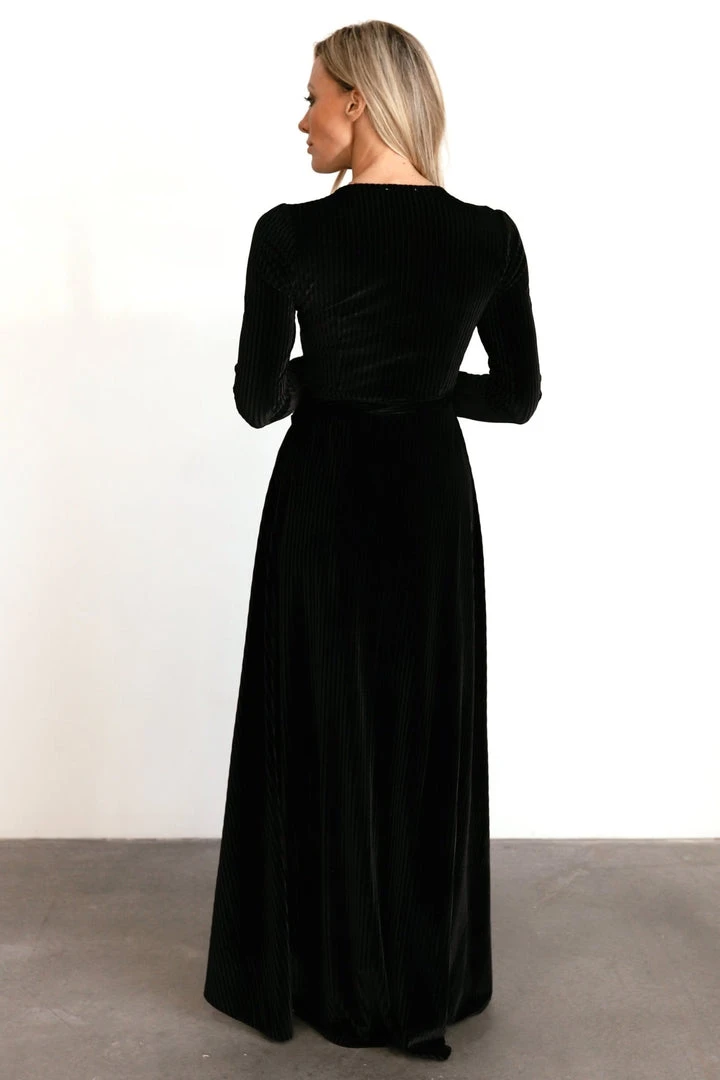 BB Custom Jada Ribbed Velvet Wrap Dress | Black Dresses 9 BB Custom Jada Ribbed Velvet Wrap Dress | Black Dresses