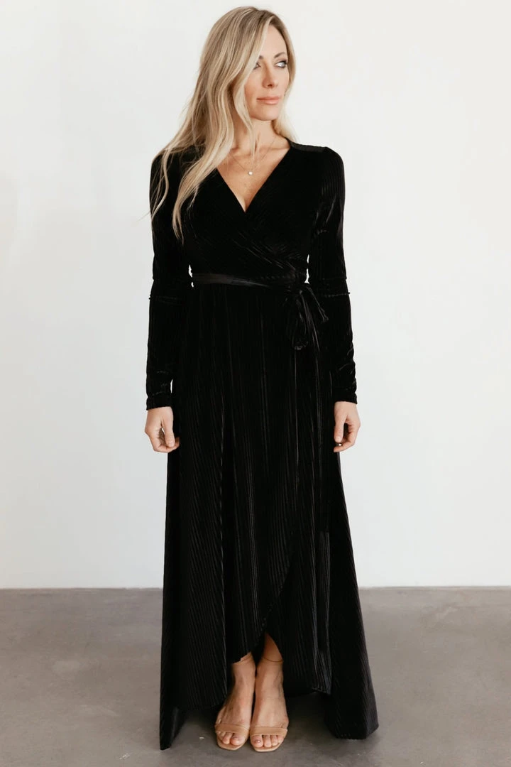 BB Custom Jada Ribbed Velvet Wrap Dress | Black Dresses 13 BB Custom Jada Ribbed Velvet Wrap Dress | Black Dresses