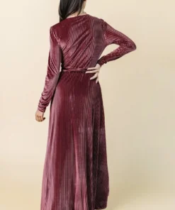 BB Custom Jada Ribbed Velvet Wrap Dress | Dark Rose 14 BB Custom Jada Ribbed Velvet Wrap Dress | Dark Rose