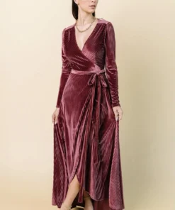 BB Custom Jada Ribbed Velvet Wrap Dress | Dark Rose 16 BB Custom Jada Ribbed Velvet Wrap Dress | Dark Rose
