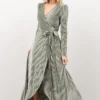 BB Custom Dresses Jada Ribbed Velvet Wrap Dress | Dusty Sage