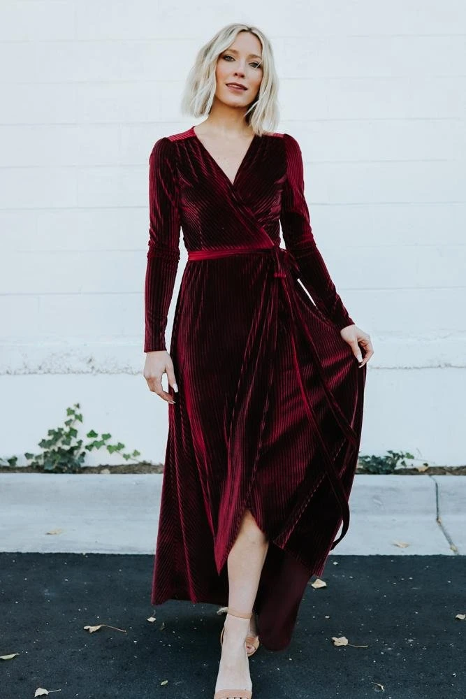 BB Custom Jada Ribbed Velvet Wrap Dress | Mulberry Dresses 7 BB Custom Jada Ribbed Velvet Wrap Dress | Mulberry Dresses