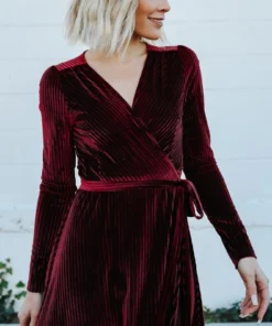 BB Custom Jada Ribbed Velvet Wrap Dress | Mulberry Dresses 9 BB Custom Jada Ribbed Velvet Wrap Dress | Mulberry Dresses