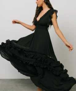 BB Custom Dresses Jasmine Ruffle Maxi Dress | Black
