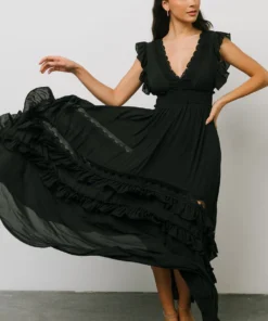 BB Custom Dresses Jasmine Ruffle Maxi Dress | Black