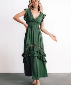 BB Custom Jasmine Ruffle Maxi Dress | Dusty Green
