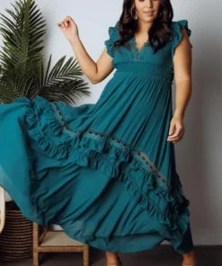 BB Custom Dresses Jasmine Ruffle Maxi Dress | Jade 23 BB Custom Dresses Jasmine Ruffle Maxi Dress | Jade