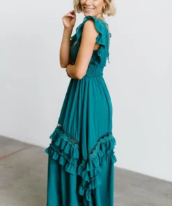 BB Custom Dresses Jasmine Ruffle Maxi Dress | Jade 25 BB Custom Dresses Jasmine Ruffle Maxi Dress | Jade