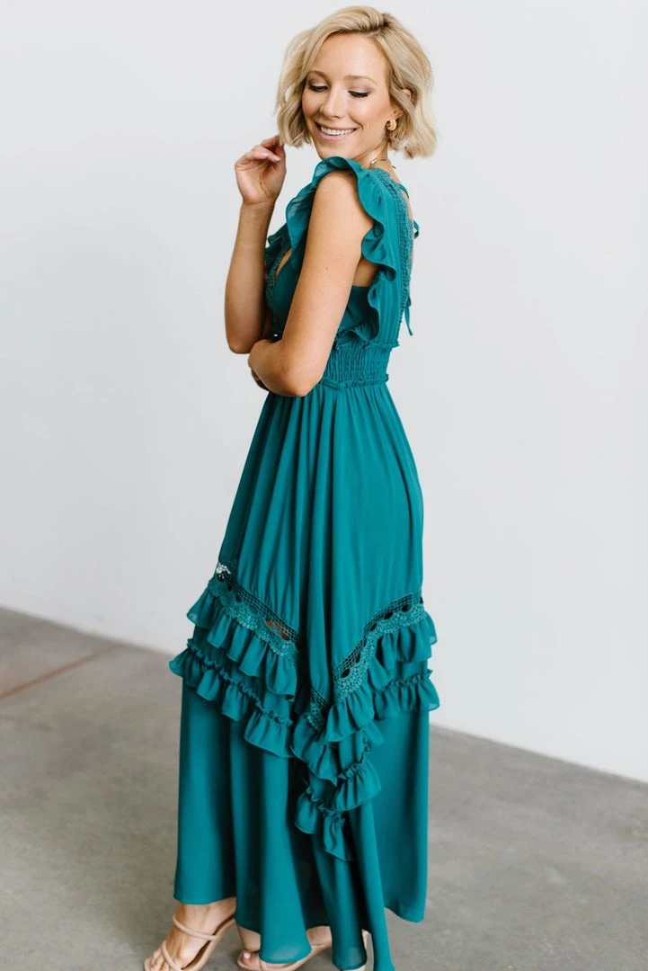 BB Custom Dresses Jasmine Ruffle Maxi Dress | Jade 7 BB Custom Dresses Jasmine Ruffle Maxi Dress | Jade