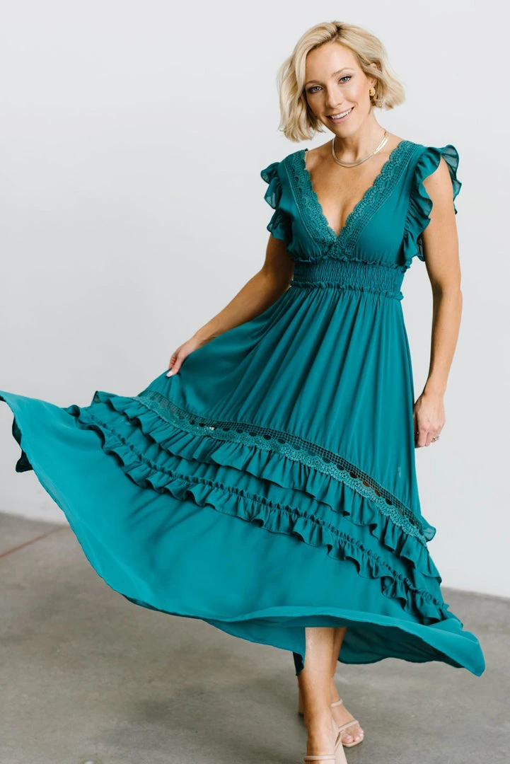 BB Custom Dresses Jasmine Ruffle Maxi Dress | Jade 19 BB Custom Dresses Jasmine Ruffle Maxi Dress | Jade