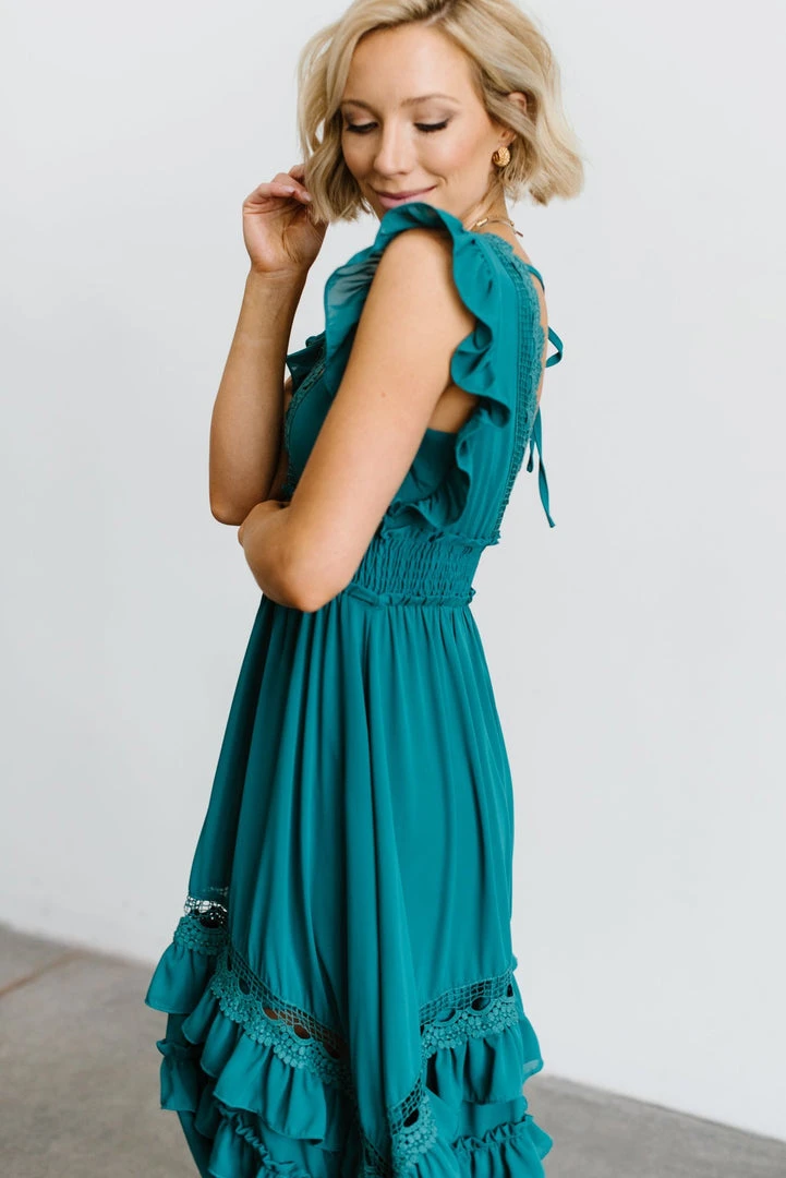 BB Custom Dresses Jasmine Ruffle Maxi Dress | Jade 12 BB Custom Dresses Jasmine Ruffle Maxi Dress | Jade