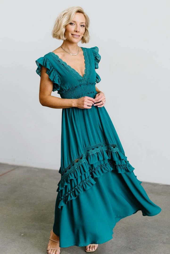 BB Custom Dresses Jasmine Ruffle Maxi Dress | Jade 6 BB Custom Dresses Jasmine Ruffle Maxi Dress | Jade