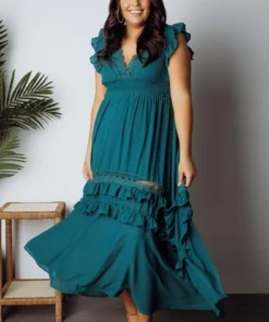 BB Custom Dresses Jasmine Ruffle Maxi Dress | Jade 26 BB Custom Dresses Jasmine Ruffle Maxi Dress | Jade