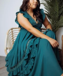 BB Custom Dresses Jasmine Ruffle Maxi Dress | Jade 35 BB Custom Dresses Jasmine Ruffle Maxi Dress | Jade