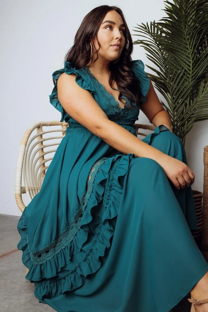 BB Custom Dresses Jasmine Ruffle Maxi Dress | Jade 17 BB Custom Dresses Jasmine Ruffle Maxi Dress | Jade