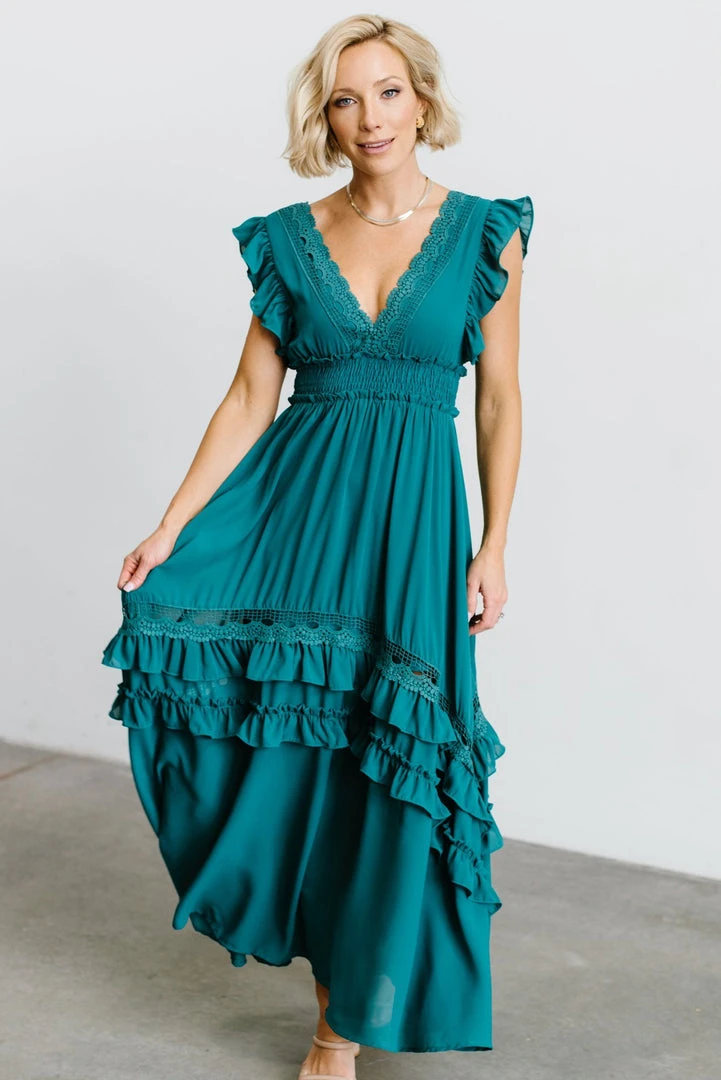 BB Custom Dresses Jasmine Ruffle Maxi Dress | Jade 18 BB Custom Dresses Jasmine Ruffle Maxi Dress | Jade