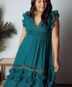 BB Custom Dresses Jasmine Ruffle Maxi Dress | Jade 29 BB Custom Dresses Jasmine Ruffle Maxi Dress | Jade
