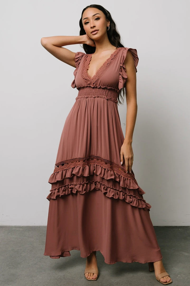 BB Custom Jasmine Ruffle Maxi Dress | Rosy Brown Dresses 8 BB Custom Jasmine Ruffle Maxi Dress | Rosy Brown Dresses