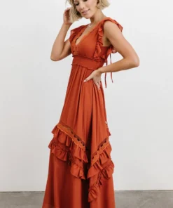 BB Custom Dresses Jasmine Ruffle Maxi Dress | Rust