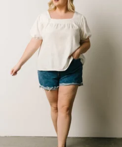 HAY Boho Jennica Square Neck Top | Ivory