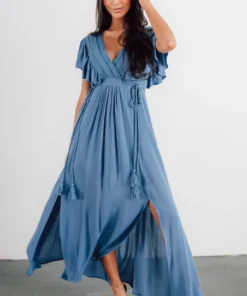 BB Custom Dresses Jennifer Deep V Maxi Dress | Blue 21 BB Custom Dresses Jennifer Deep V Maxi Dress | Blue