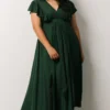 BB Custom Jennifer Deep V Maxi Dress | Dark Green