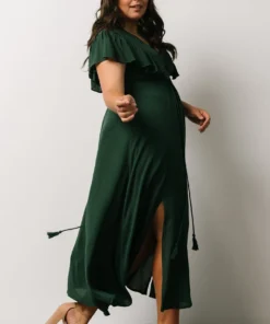 BB Custom Jennifer Deep V Maxi Dress | Dark Green