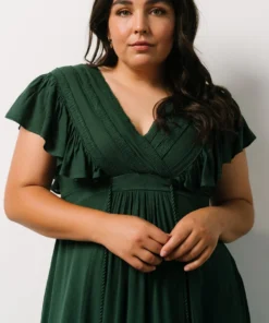 BB Custom Jennifer Deep V Maxi Dress | Dark Green