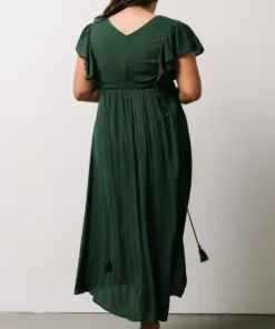 BB Custom Jennifer Deep V Maxi Dress | Dark Green