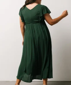 BB Custom Jennifer Deep V Maxi Dress | Dark Green