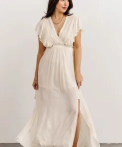 BB Custom Jennifer Deep V Maxi Dress | Ivory 21 BB Custom Jennifer Deep V Maxi Dress | Ivory