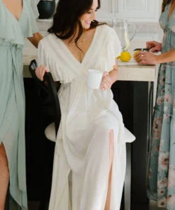 BB Custom Jennifer Deep V Maxi Dress | Ivory 24 BB Custom Jennifer Deep V Maxi Dress | Ivory