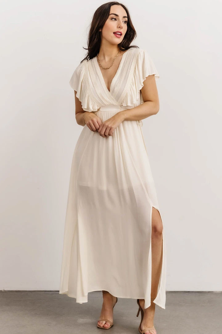 BB Custom Jennifer Deep V Maxi Dress | Ivory 1 BB Custom Jennifer Deep V Maxi Dress | Ivory
